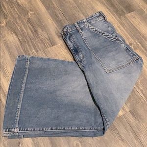 Anthro Wide leg crop jeans